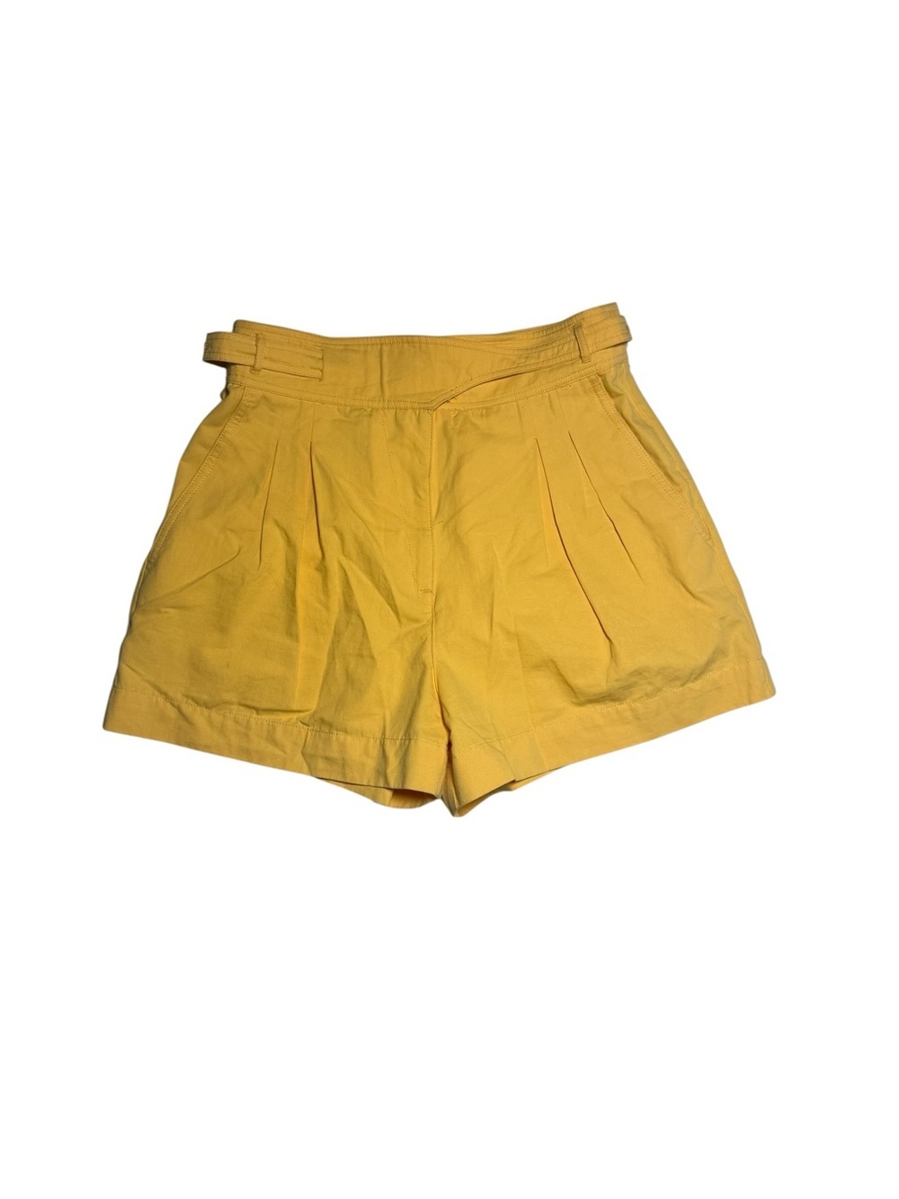 ROWIE THE LABEL Cotton High-Waist Yellow Pleated Women’s Shorts Size Large